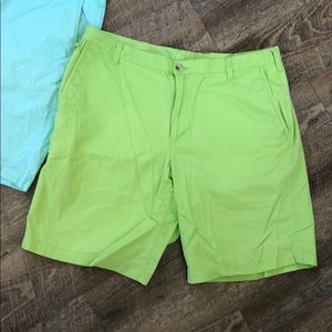Men’s Columbia shorts, 2 pair, light green & blue